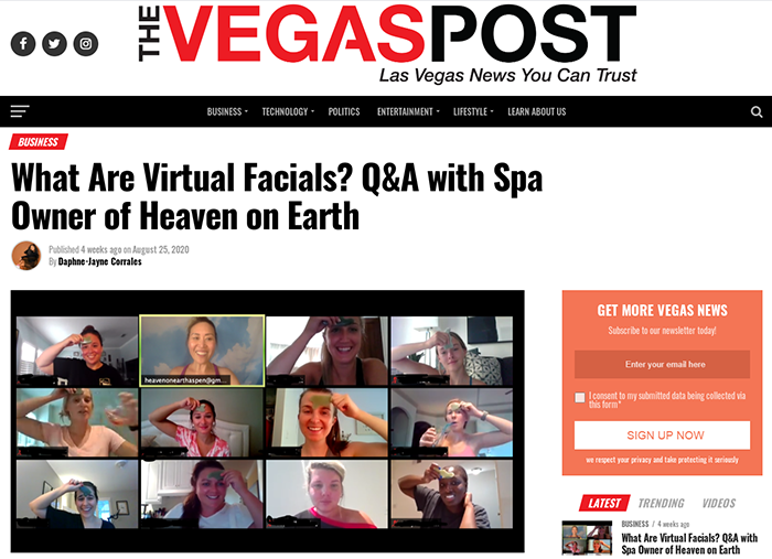 Virtual Facials by Heaven on Earth Featured in The Vegas Post!