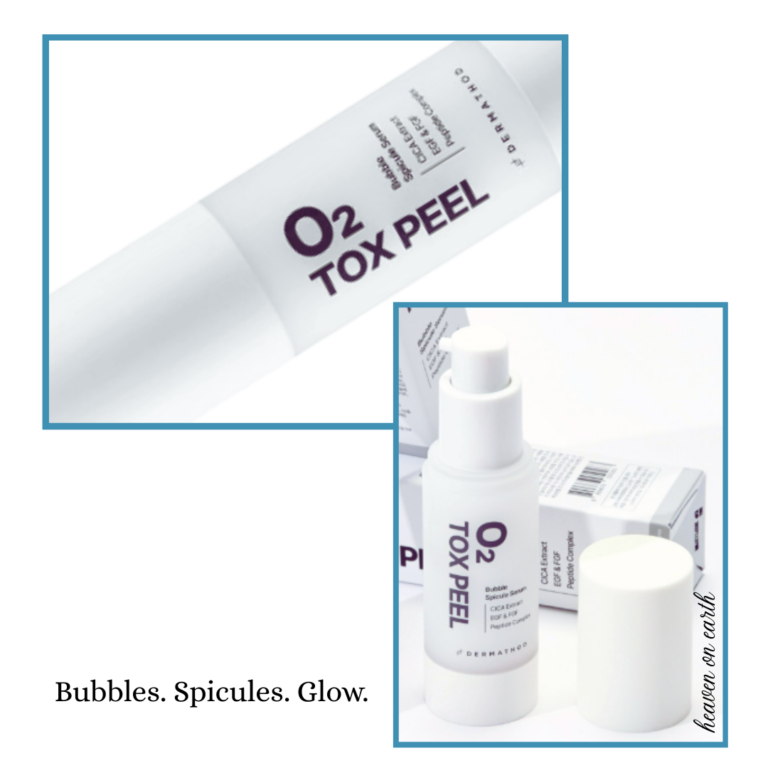 two images of the o2 tox peel by dermathod bubbles - spicules-glow at heaven on earth