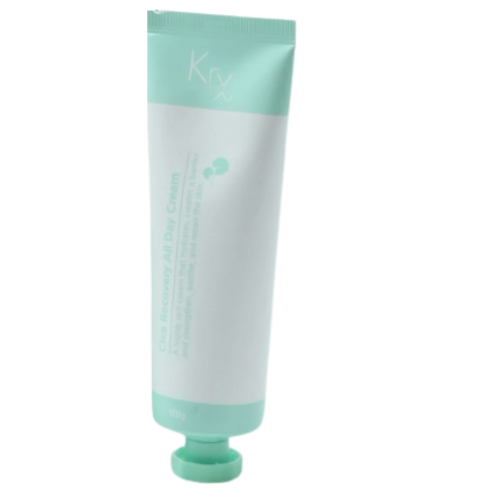 Tube of Krx cica cream with green cap and label on a white background at heaven on earth