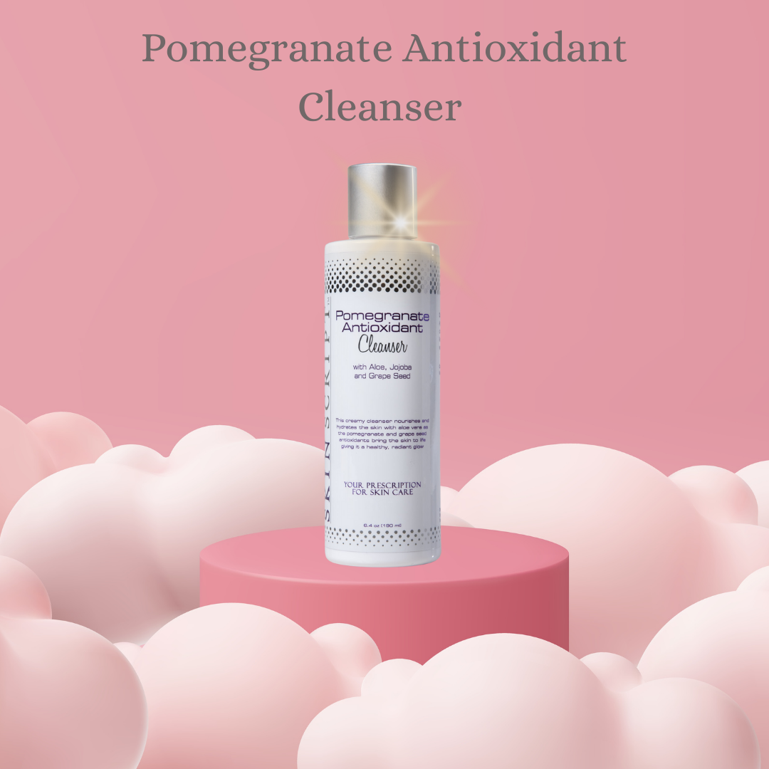 bottle of the pomegranate antioxidant cleanser by skin script at heaven on earth