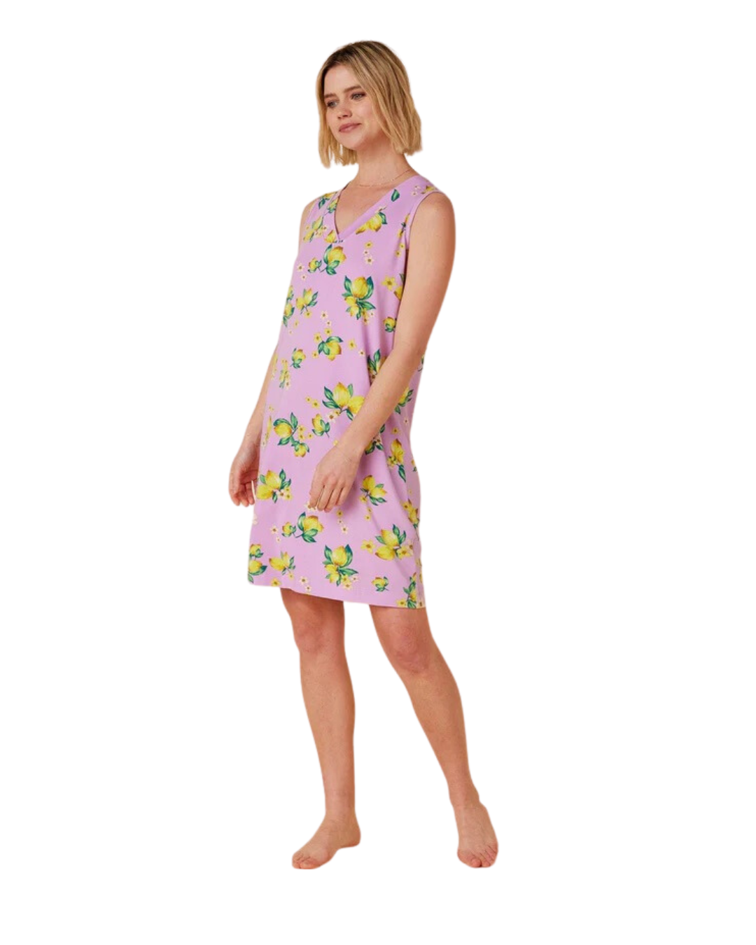 Lemon Blossom Pima Knit Sleep Dress.