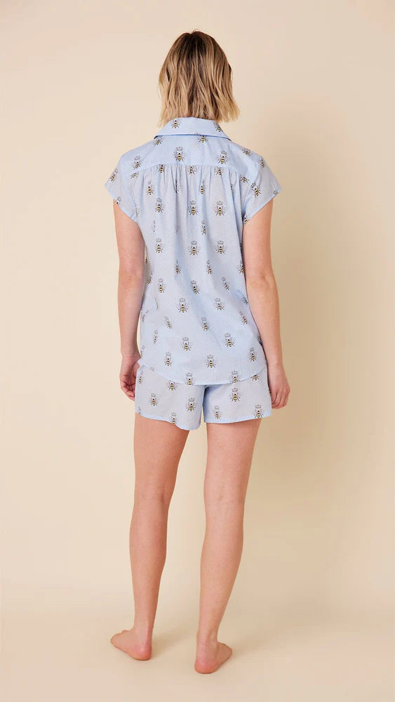 Queen Bee Luxe Pima Short Set - Blue.