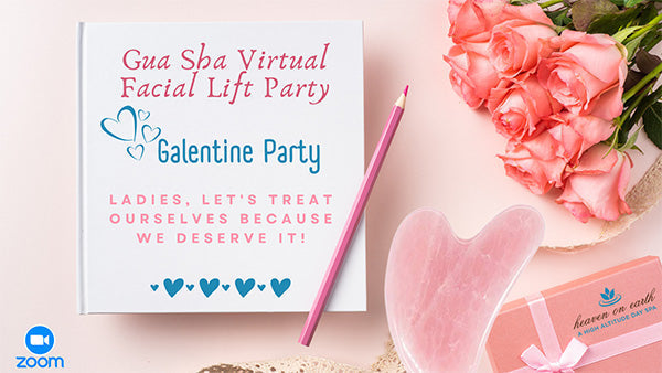 Heaven on Earth will guide you through a virtual gua sha facial party - have fun while lifting and sculpting your face!