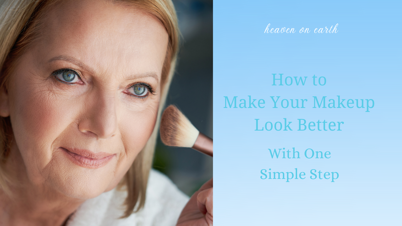 older woman holding makeup brush: how to make your makeup look better with one simple step 