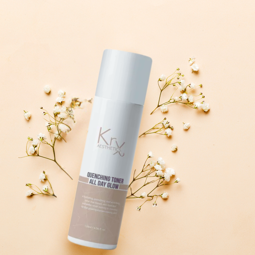 image of the krx aesthetics glow toner with peach baby&