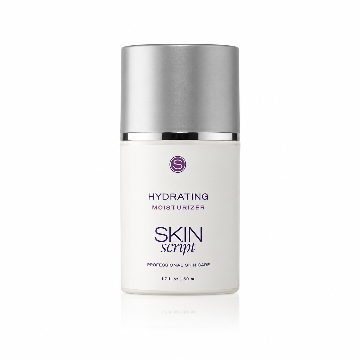 Skincare bottle labeled 'Hydrating Moisturizer' by 'Skin Script' on a white background