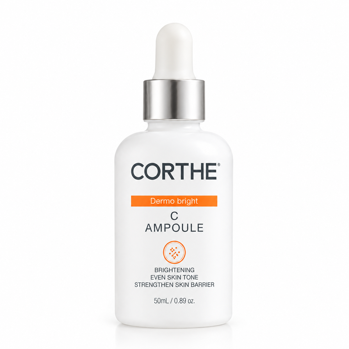 white bottle of corthe derma bright c ampoule-serum