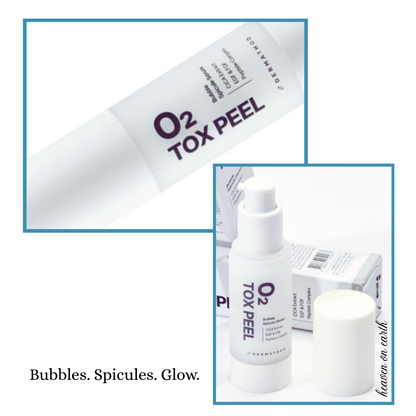 two images of the o2 tox peel by dermathod bubbles - spicules-glow at heaven on earth 