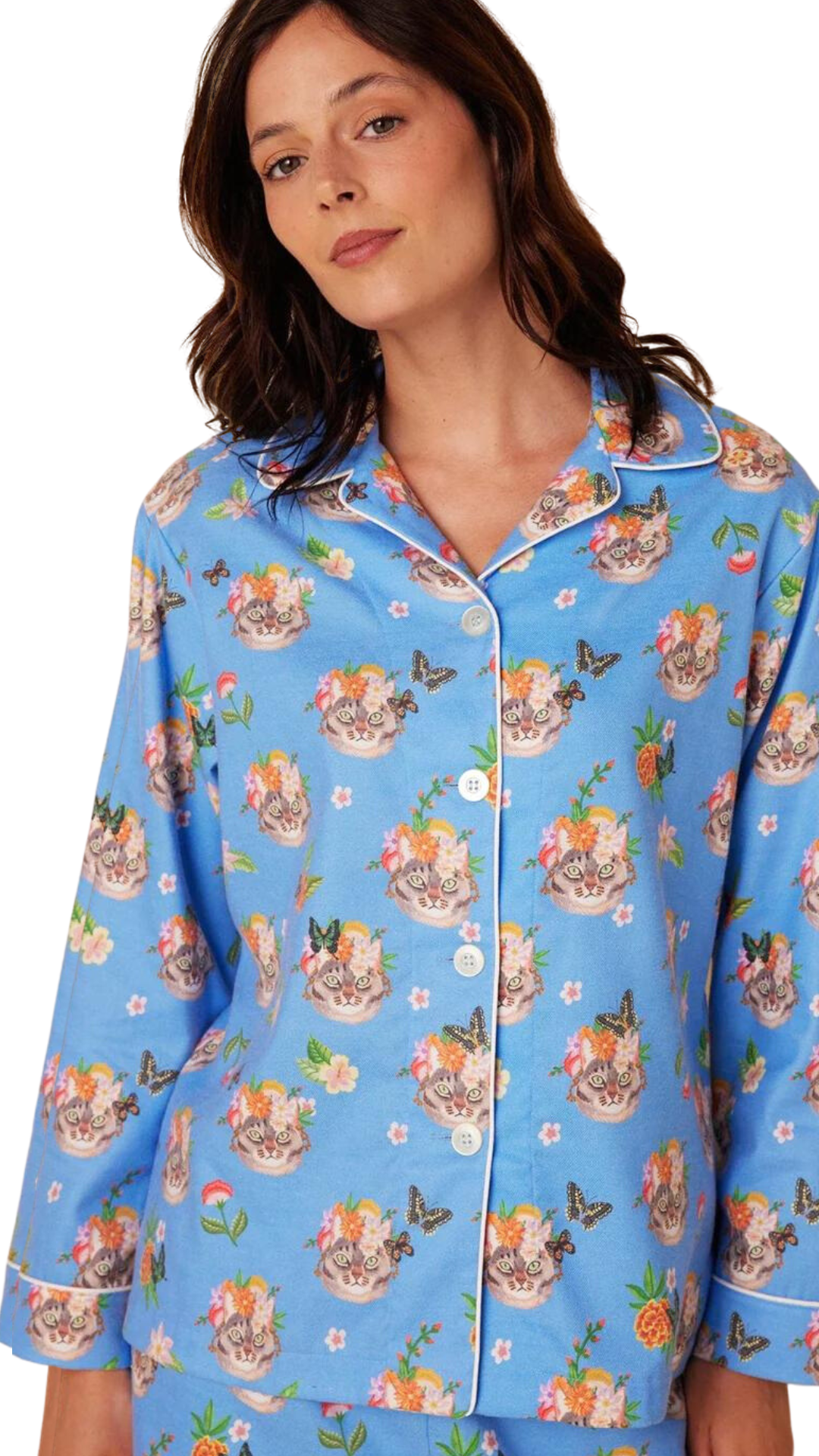 Flowery Feline Flannel Pajama