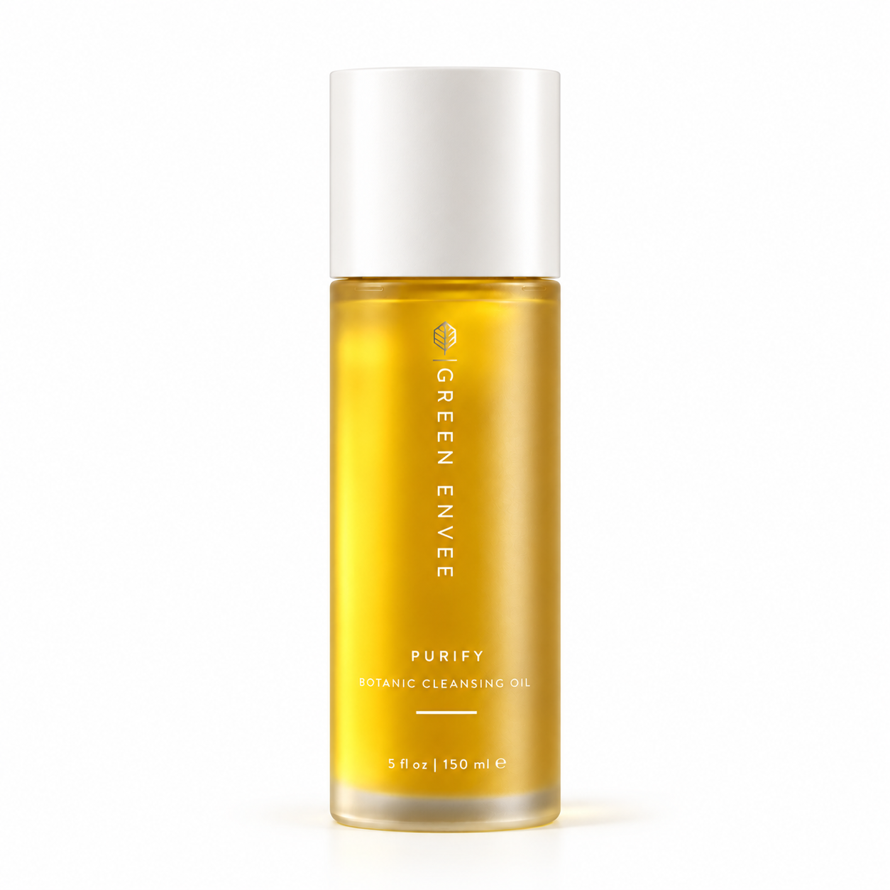Green Enve Purify Botanic Cleansing Oil in a 5 fl oz glass bottle with a white cap, shown on a clean white background.