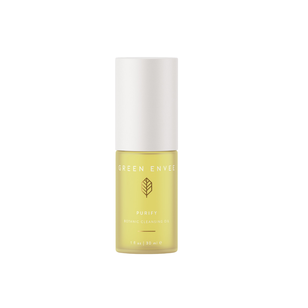 try me size of the green envee purify botanic cleansing oil available at heaven on earth aspen 