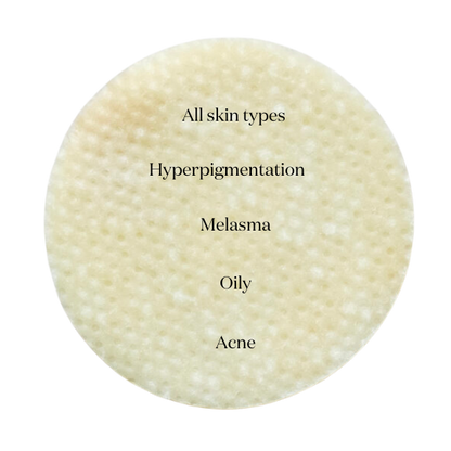 a single pad of the skin script glycolic and retinol pad with its benefits, treats: all skin types, hyperpigmentation, melasma, oily, and acne from heaven on earth.