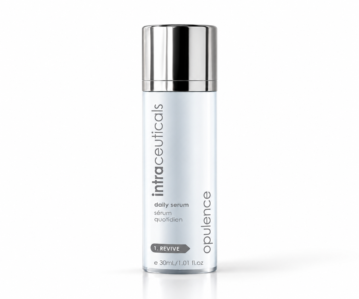 Intraceuticals Opulence Daily Serum 30ml with silver cap, a hydrating serum for brighter, firmer-looking skin.



