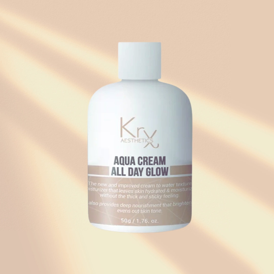 the aqua cream, a krx moisturizer on a peach and yellow sun light stripe from heaven on earth aspen