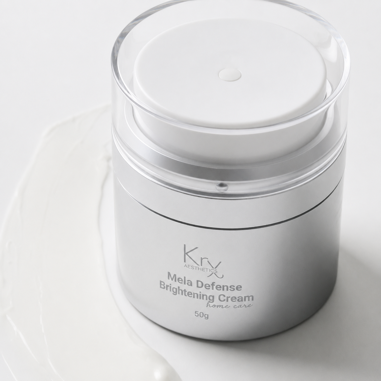 KRx Aesthetics Mela Defense Brightening Cream jar on a white background