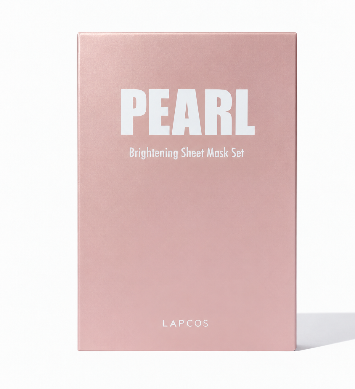 LAPCOS PEARL Brightening Sheet Mask Set in a rectangular pink box with white text, photographed on a clean white background.
