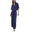 model wearing the lunya washable silk high rise pant set in deep blue sold at heaven on earth