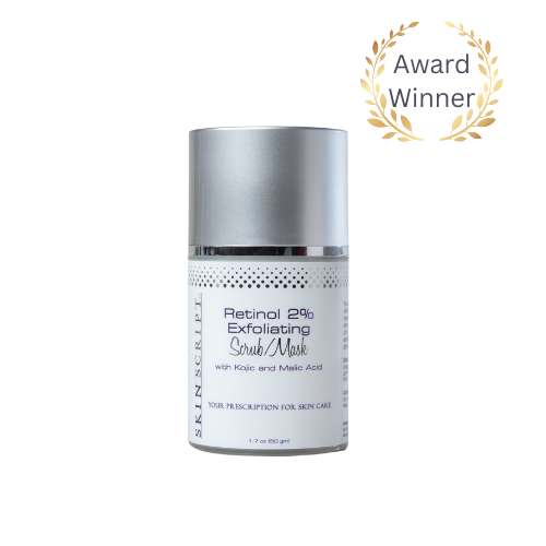 skin script 2% retinol exfoliating scrub/mask with award badge sold at heaven on earth aspen 