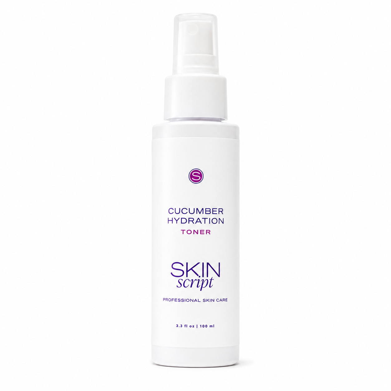 Cucumber hydration toner bottle by Skin Script on a white background